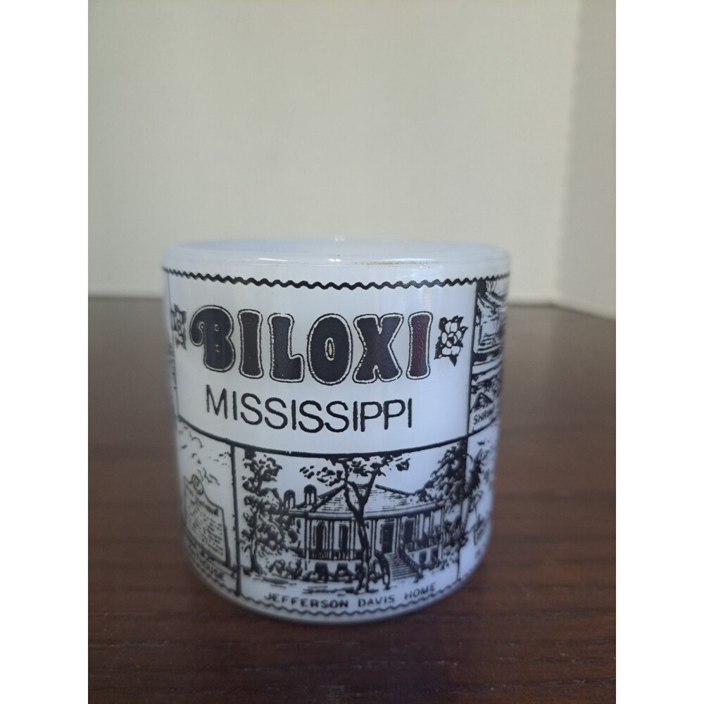 Vintage Federal Glass Biloxi Mississippi Milk Glass Coffee Mug